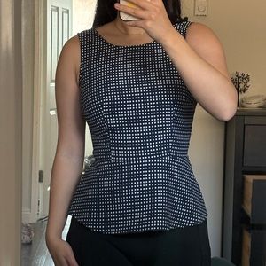Banana republic, blue polkadot, peplum top